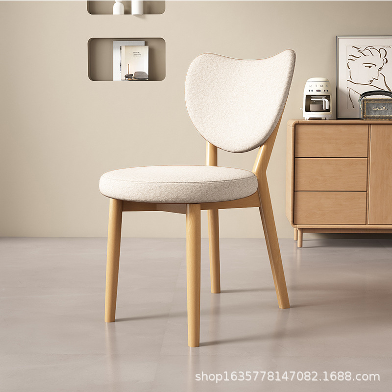 Silla de comedor de madera sólida retro nórdica, silla de comedor moderna y simple, respaldo de cuero suave, taburete de comedor de hotel antiguo
