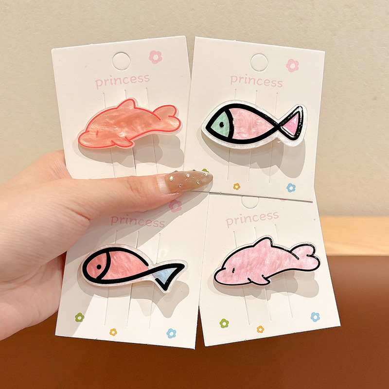 新しいかわいいガーリーハート熱帯魚ヘアピンアセテートアクリルカモノハシクリップ前髪ヘアサイドクリップイン帽子|undefined