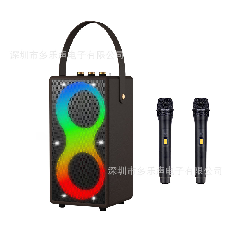 Retro Wooden Box Wireless Bluetooth Karaoke Speaker High Power Long Battery Life Super Bass 9D Sound Effect Hifi Stereo