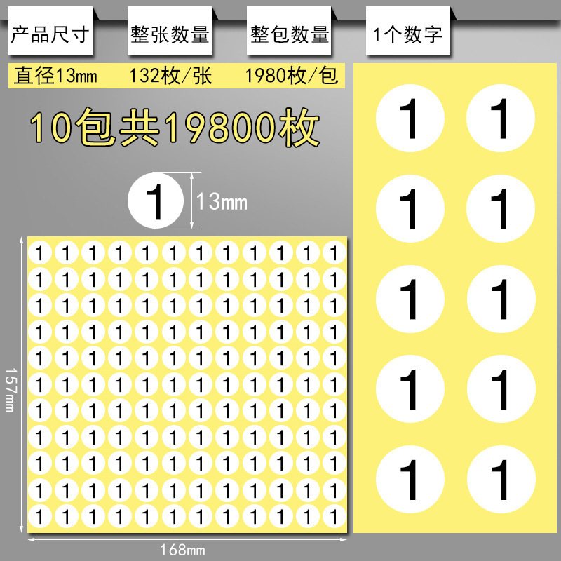1から10までの数字は粘着テープの円形番号12345678ラベルシール番号標識番号を貼ります。|undefined