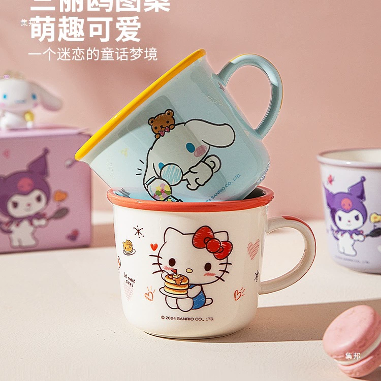 Детская кружка Sanrio, бытовая керамическая кружка, милая чашка для завтрака, мерная кружка для молока