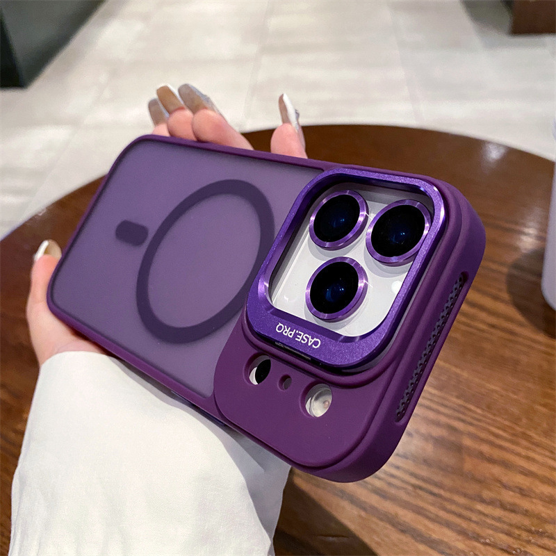 跨境爆款适用苹果17磁吸金属镜头支架手机壳iPhone16镜头膜保护套|undefined