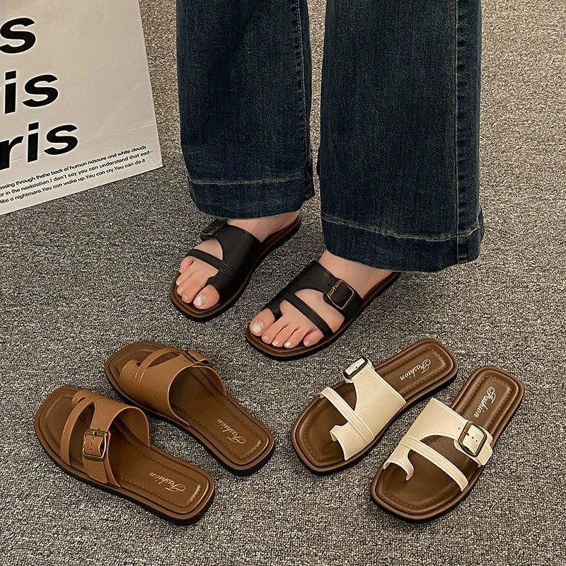 Французские сандалии без шнуровки для женской верхней одежды, весенне-летние новые сандалии без шнуровки в корейском стиле в стиле феи в стиле ретро для женщин оптом