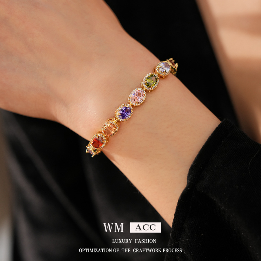 Medieval vintage piedra de silicio pulsera de hebilla ovalada pulsera de lujo ligera pulsera estilo retro joyería