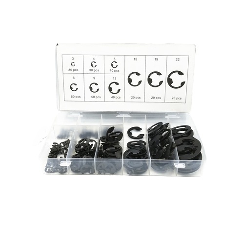300PC metal open retaining ring, multi-specification hardened E-type circlip, open external card E-type buckle circlip set