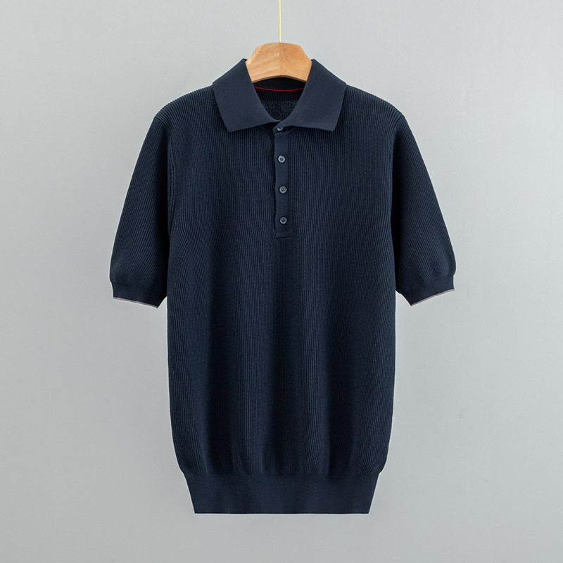 Bc Old Money Style American Gold Pima Cotton Polo Collar Business Casual Commuter Men's Short Sleeve Knit Shirt Top
