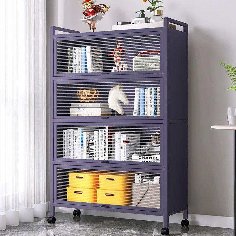 新款碳鋼加厚全封閉防塵置物架書架落地式多層家用兒童書房收納櫃