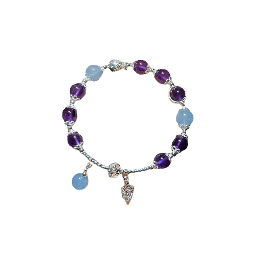 Accessory with amethyst, sapphire bracelet, light luxury style