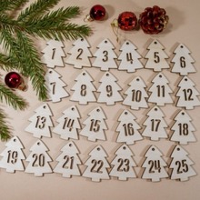 1-25 木质降临节日历数字5.08厘米圆形圣诞倒计时装饰