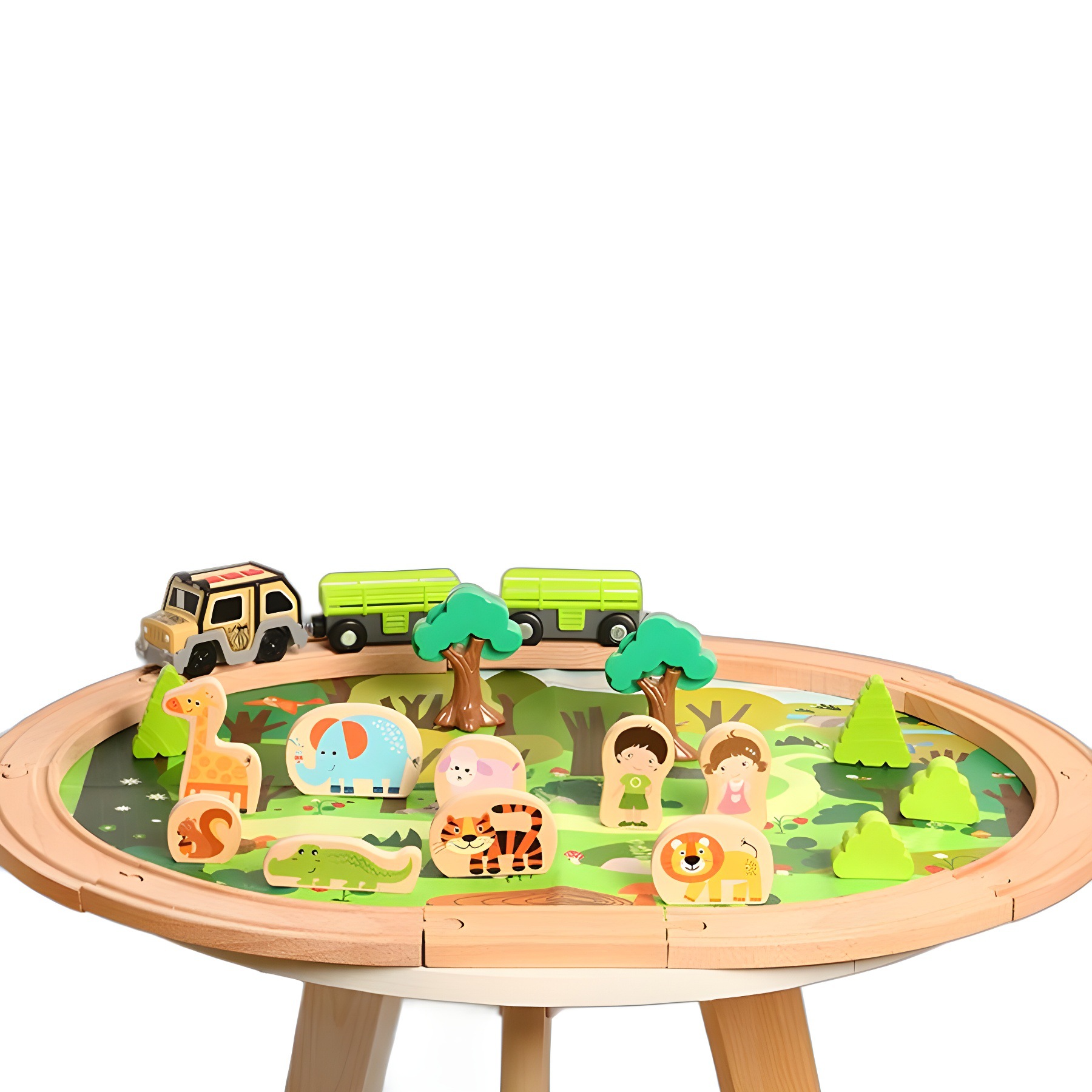 Juguetes de madera para niños rompecabezas magnéticos ferroviarios eléctricos automóviles de madera bloques de construcción set de bebé