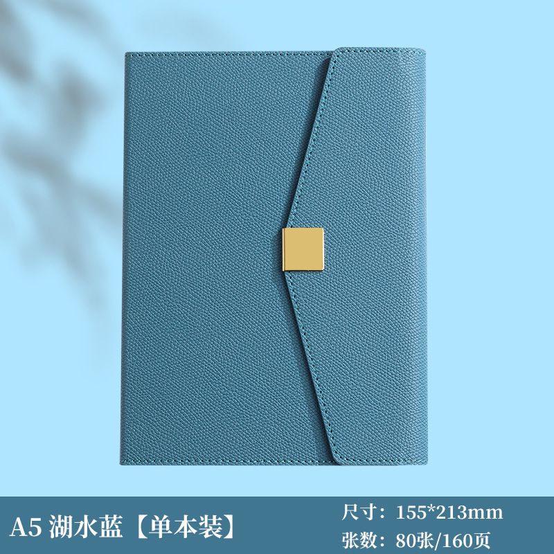 Cuaderno de notas de negocios tri-plegable A5 caja de botón cuadrada puede fijar LOGO alto valor de la cara acompañante de regalo de mano cuaderno de notas de oficina