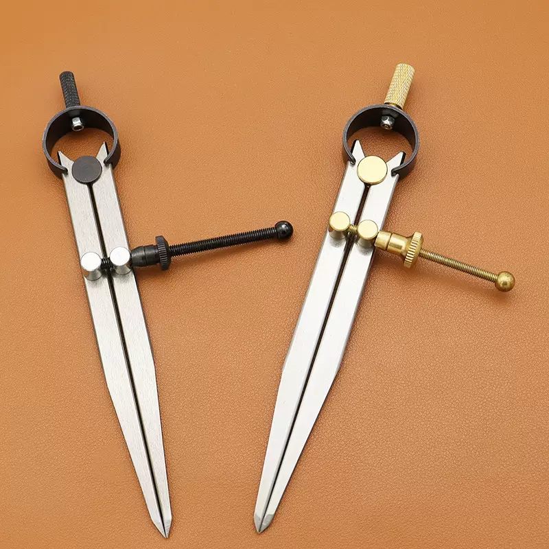 划规皮革间距规黄铜配件可调节钳工圆分规边线器diy手工皮革工具