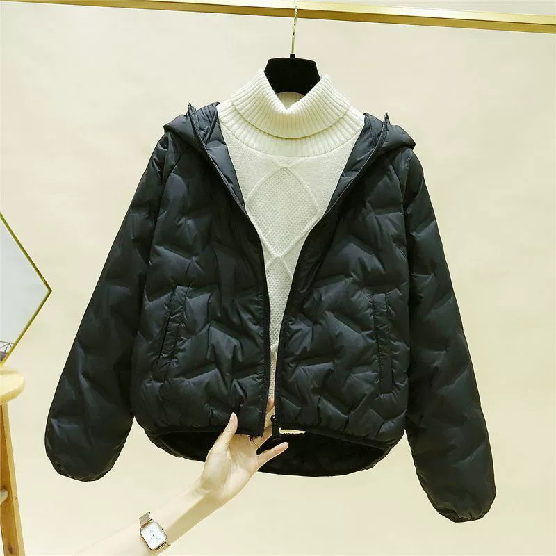 Winter velvet keep warm down jacket with hood, duck down