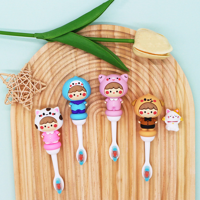 Nuevo cepillo de dientes para niños Mango antideslizante de diez mil labros de alta gama de lana suave punto lindo serie animal cepillo de dientes suministro de fabricantes