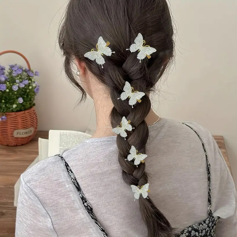 可爱甜美多色渐变蝴蝶发卡碎发侧边夹头饰女孩刘海夹古风仙气发饰