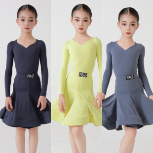 Faz Children's Internet Celebrity Latin Dance Competition Costume for Girls, Examination Regulation Outfit with Large Skirt, Children's Performance Clothing