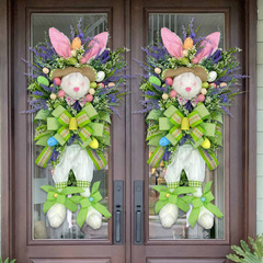 Easter Rabbit Wreath Flower Wreath Artificial Plant Front Door Decor Home Decor for Amazon Independent Station