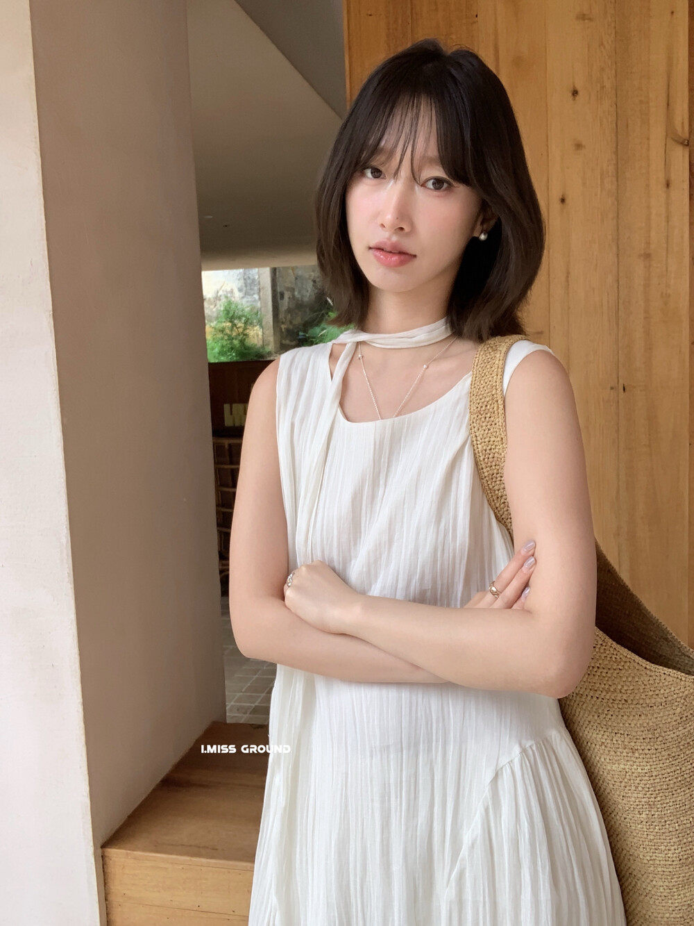 Đầm maxi nữ không tay chất liệu Tencel phong cách nghỉ dưỡng Hàn Quốc — trắng sữa, Bột cam, xanh lá cây chi tiết 16