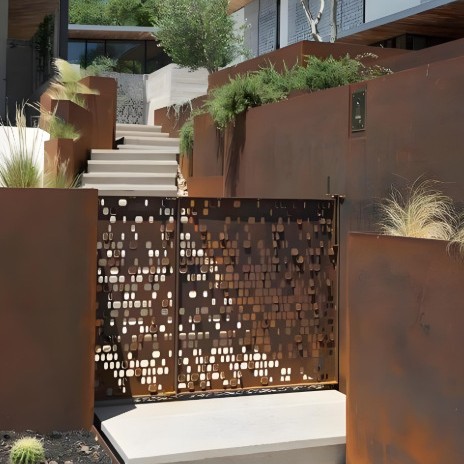 耐候钢板批发耐候钢板景墙制作切割户外园林景观瀑布焊接耐候钢