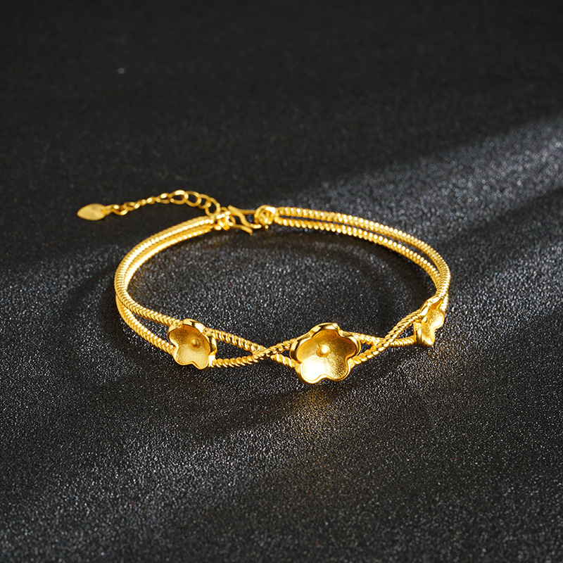 Flores de melocotón de oro Gufasha pulsera simple lujosa dama de alto nivel nicho no se desvanecerá joyas al por mayor