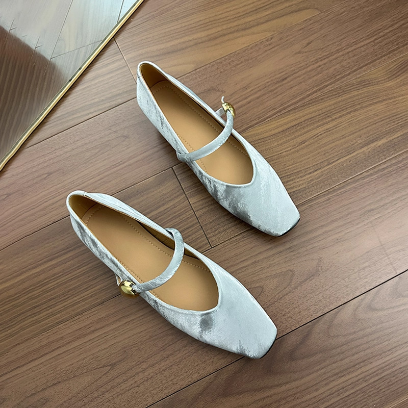 シープスキン〜女性用フレンチスクエアトゥシューズ、美しい春のバレエシューズ、レトロなワンラインバックル太ヒールチャイナドレスメリージェーンシューズ|undefined