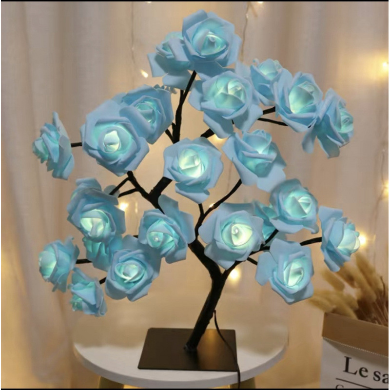 24등 태블릿 베이스 블루 로즈 트리 라이트 USB 스위치 포함