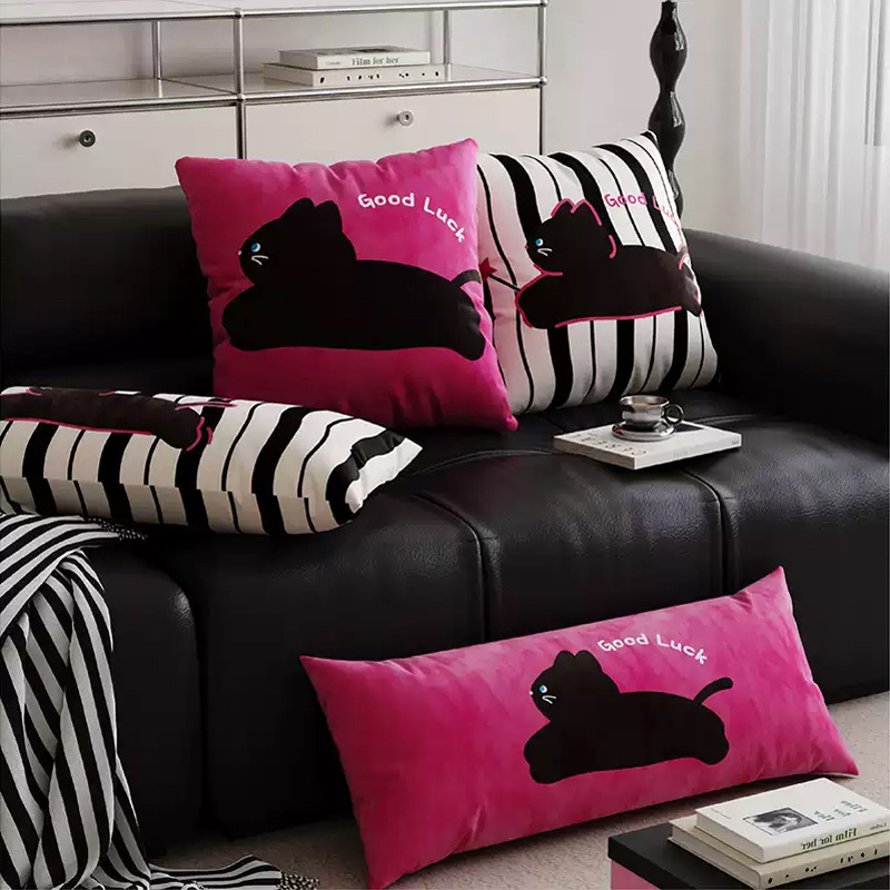 Cat Ins Style High-End Pillow Living Room Sofa Decoration Long Pillow Case Car Bedside Nap Pillow Cushion