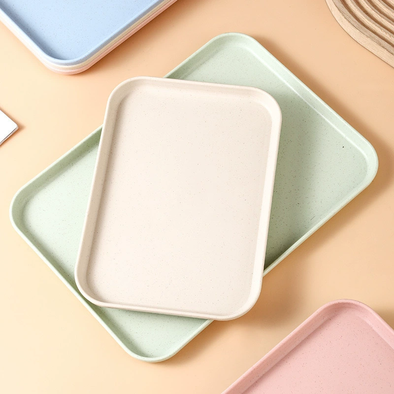 Wheat straw tray home fruit tray restaurant rectangular hotel tea set tray plastic snack tray wholesale