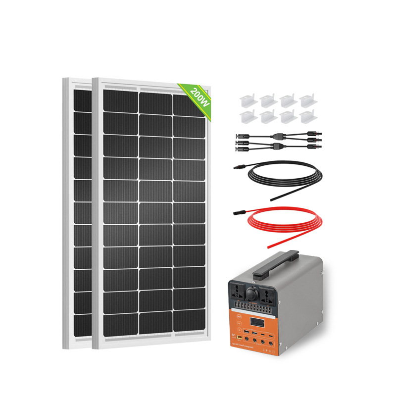Sistema de generación de energía solar de 200W fuera de la red generación de energía fotovoltaica de alta potencia batería de litio de panel fotovoltaico