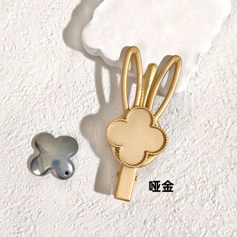 亿簪饰品diy国风宋锦发夹底托 中秋节兔子发夹带盖宋锦材料新款|undefined