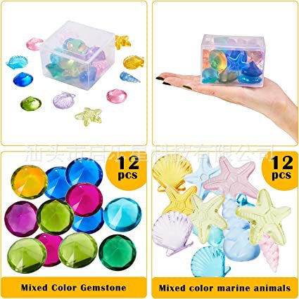 Cross-border hot selling diving gem pirate treasure 24 pieces children's summer swimming beach treasure hunting game suit in stock