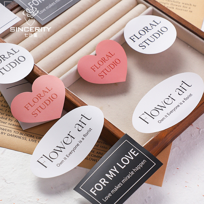 Ramo de siete colores, pegatinas autoadhesivas en inglés, pegatinas de flores, etiquetas de LOGO, floristería de viscosa floral, material de embalaje de bricolaje