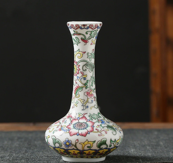 Flores de porcelana azul, vasos de flores de cerámica de lujo ligero, flores de alto nivel, decoración de mesa de comedor de estilo nuevo chino