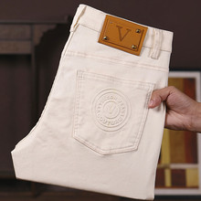 2024薄款男士牛仔裤韩版弹力修身小脚高端品质跨境欧货色布长裤子