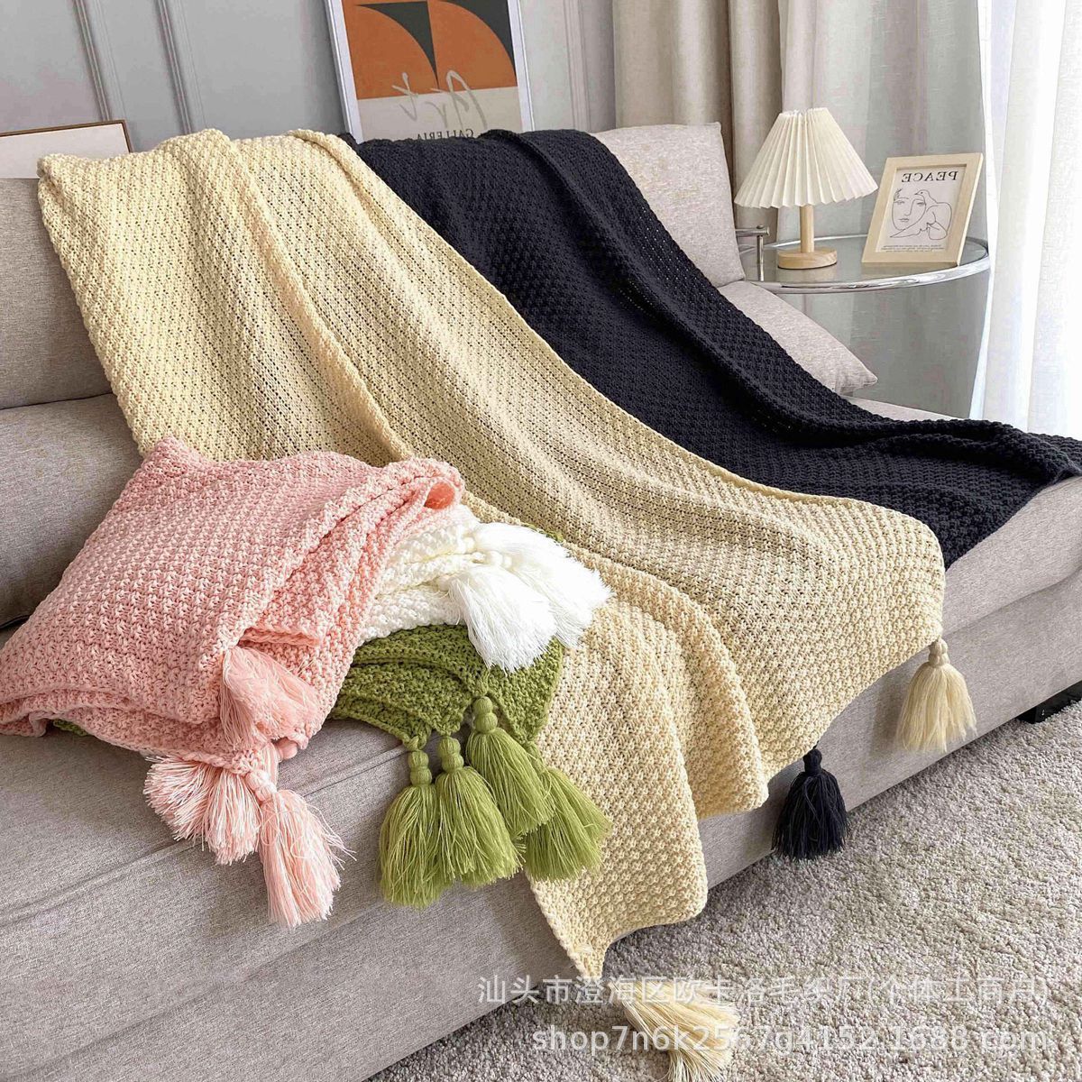 Sofa blanket, decorative blanket, office nap blanket, knitted yarn blanket, small blanket, photo backdrop, bed runner