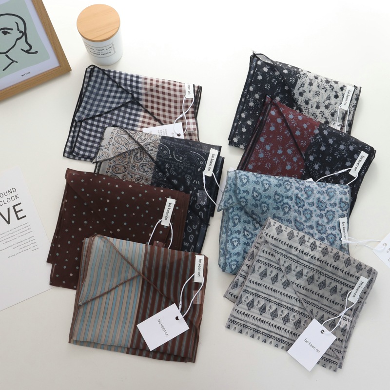 2025年小众个性拼色长条丝巾领巾女时髦百搭细窄颈巾系腰飘带配饰