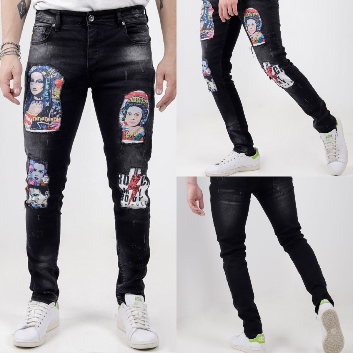 denim suede sports jeans with zipper