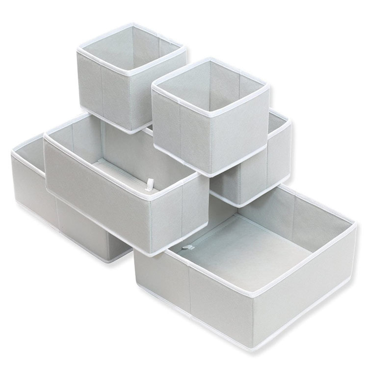 Caja de almacenamiento pequeña de escritorio sin tapa caja de organización de calcetines de seis piezas caja de almacenamiento de dormitorio caja de almacenamiento separada