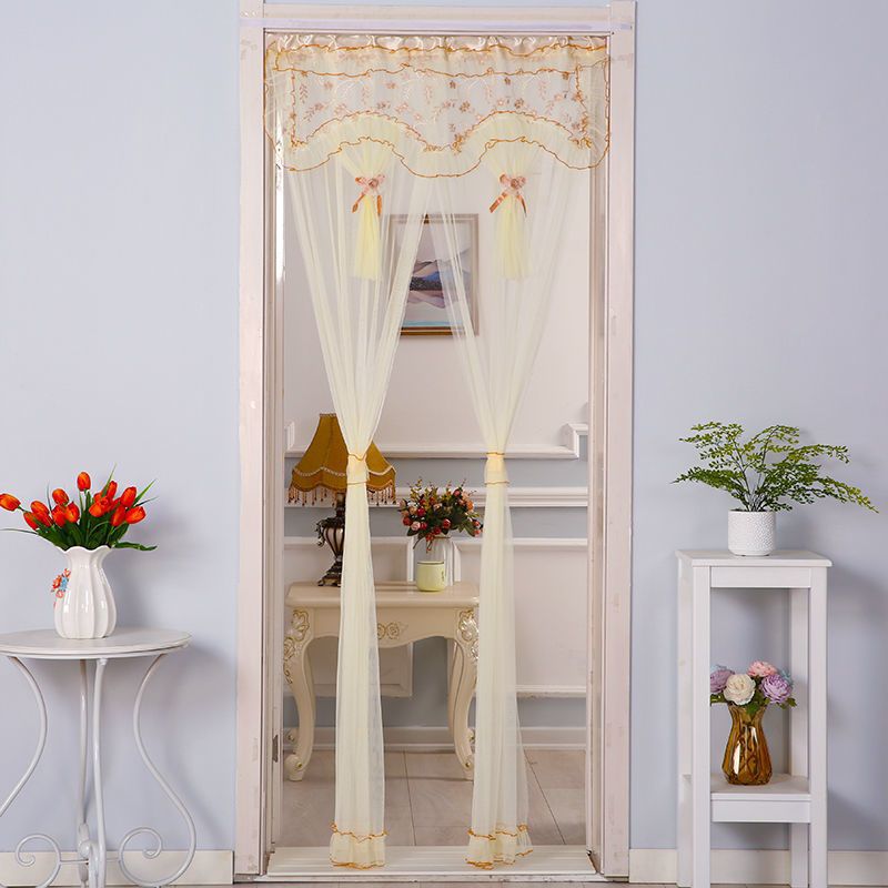 Cortina roja de boda de moda belleza hilo de encaje cortina de puerta dormitorio sala de estar simple cortina de partición a prueba de mosquitos
