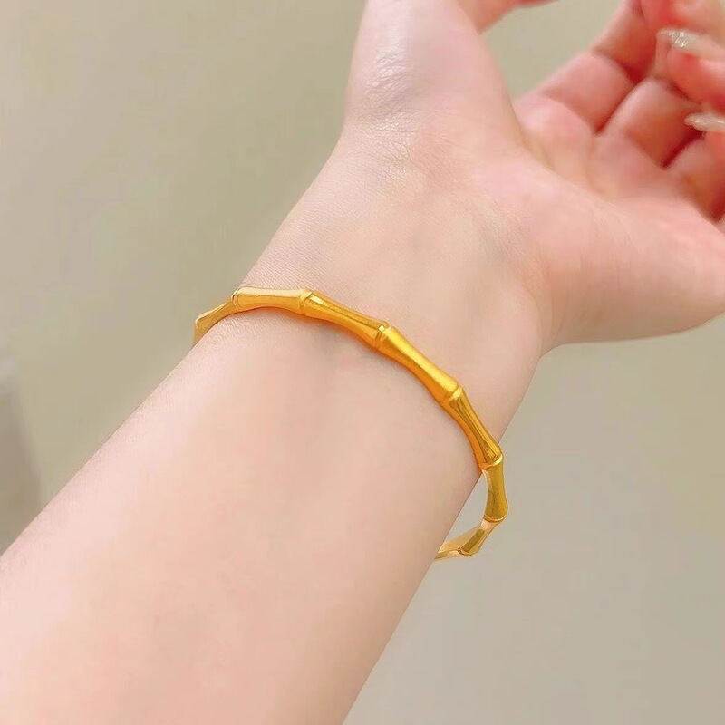 Vietnam sand gold opening bamboo bracelet light luxury simulation gold fashion bracelet women copper gold-plated wedding jewelry wholesale Vietnam sand gold opening bamboo bracelet light luxury simulation gold fashion bracelet women copper gold-plated wedding jewelry wholesale