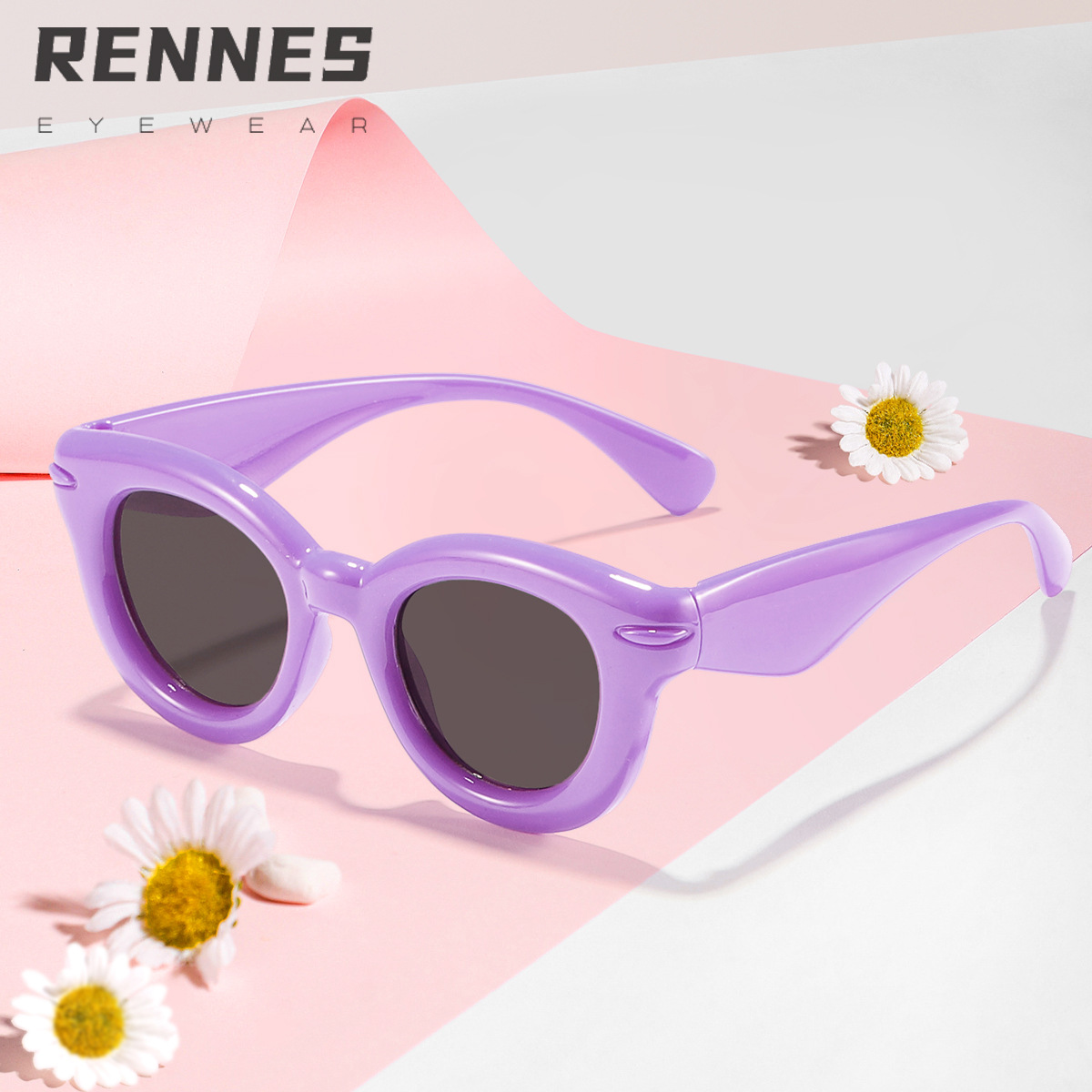 2024 nuevas gafas de sol de color caramelo con marco redondo de burbujas para niños