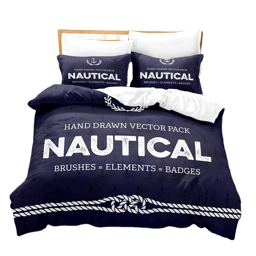 Marine set, duvet cover, pillowcase, Amazon, 3 piece set, 3D