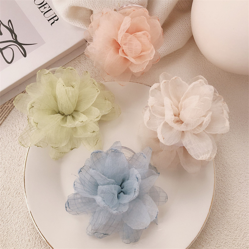 Nuevo estilo coreano temperamento artístico temperamento antiguo hilo de red flores agarrando clip de pelo estilo francés detrás de la cabeza agarrando tocado de verano