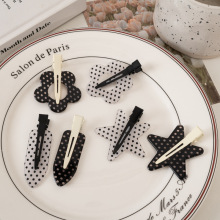 韩版黑白波点星星花朵无痕发夹刘海夹子侧边夹新款发卡发饰品批发