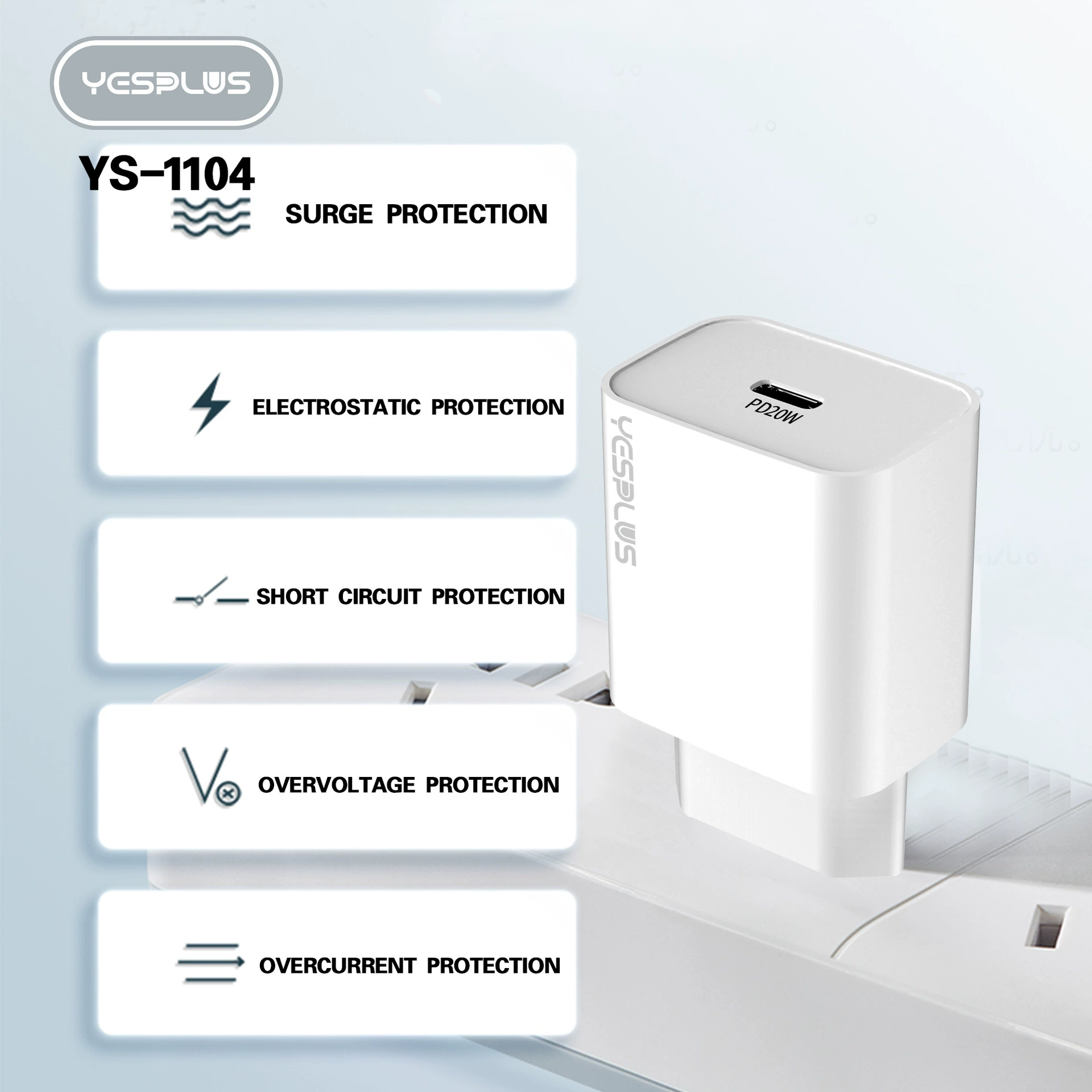 YS-1104 новый PD20W зарядный адаптер европейский стандарт быстрая зарядка, подходит для всех типов телефонов Apple и Android