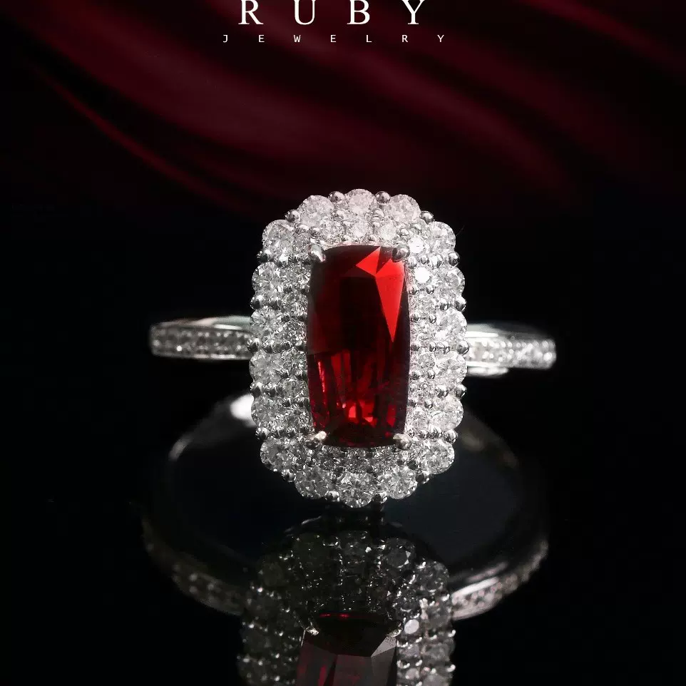 跨境热销收藏级天然彩宝鸽血红无烧红宝石戒指女1.85ct18K欧美戒