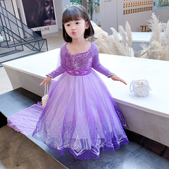 2021 New Children's Fashion Girl Baby Frozen Dress Elsa Princess Dress