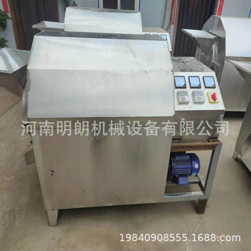 全自动电加热滚筒炒货机 电磁不锈钢菜籽炒货机榨油机配套炒籽机