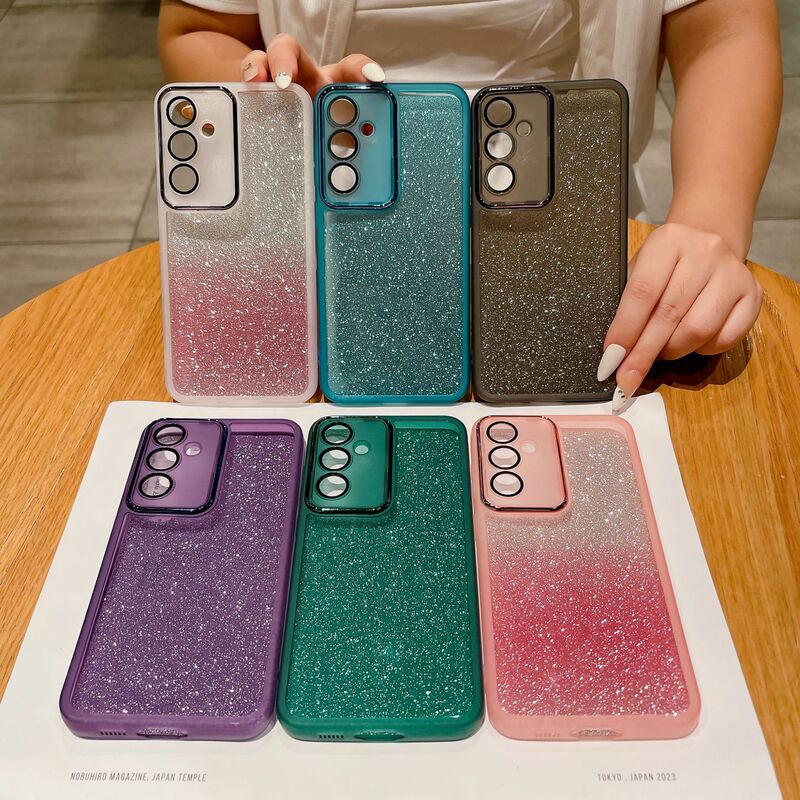 Suitable for Samsung A37 A57 A26 A56 Glitter Sticker Phone Case A06 M36 M56 Mei Tong Lens Protector Case