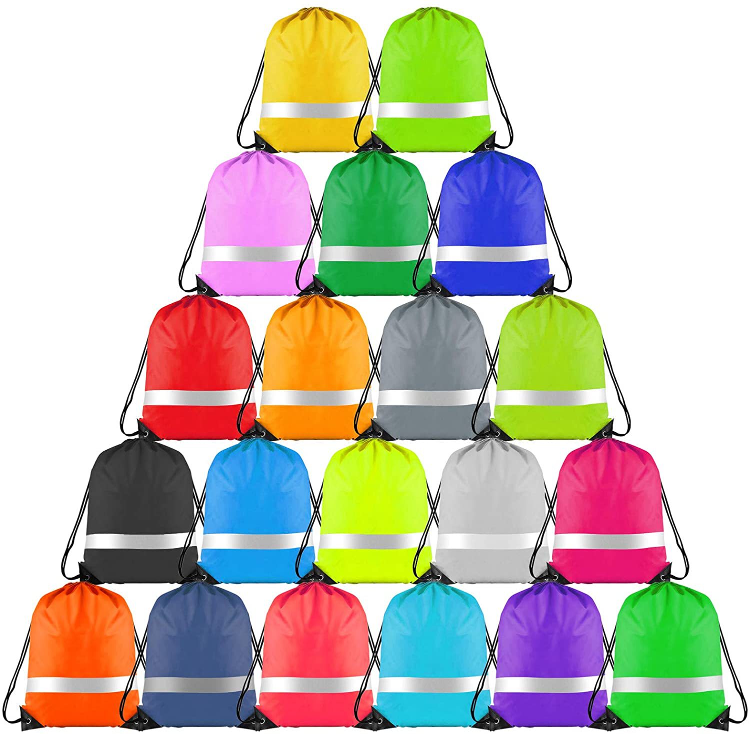 现货批发亚马逊速卖通爆款反光条户外健身双肩收纳束口袋背包